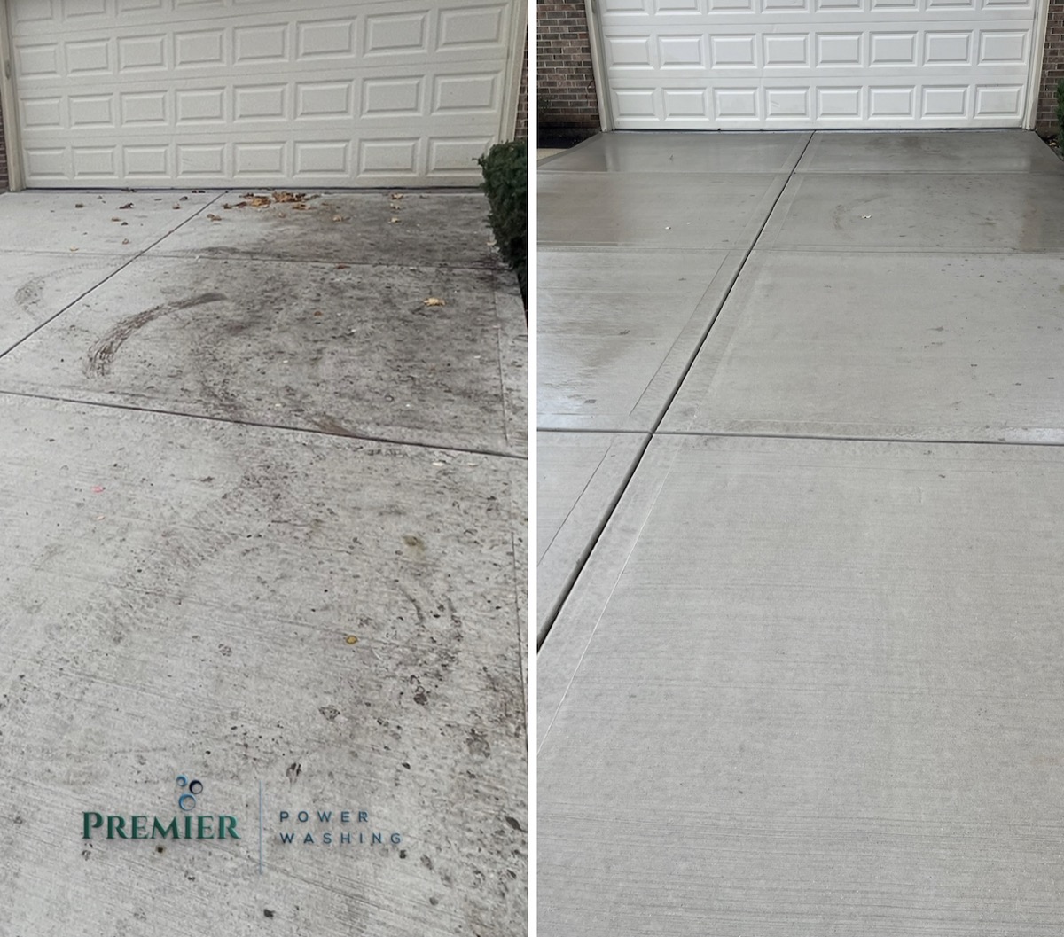 Garage driveway oil stain removal before and after
