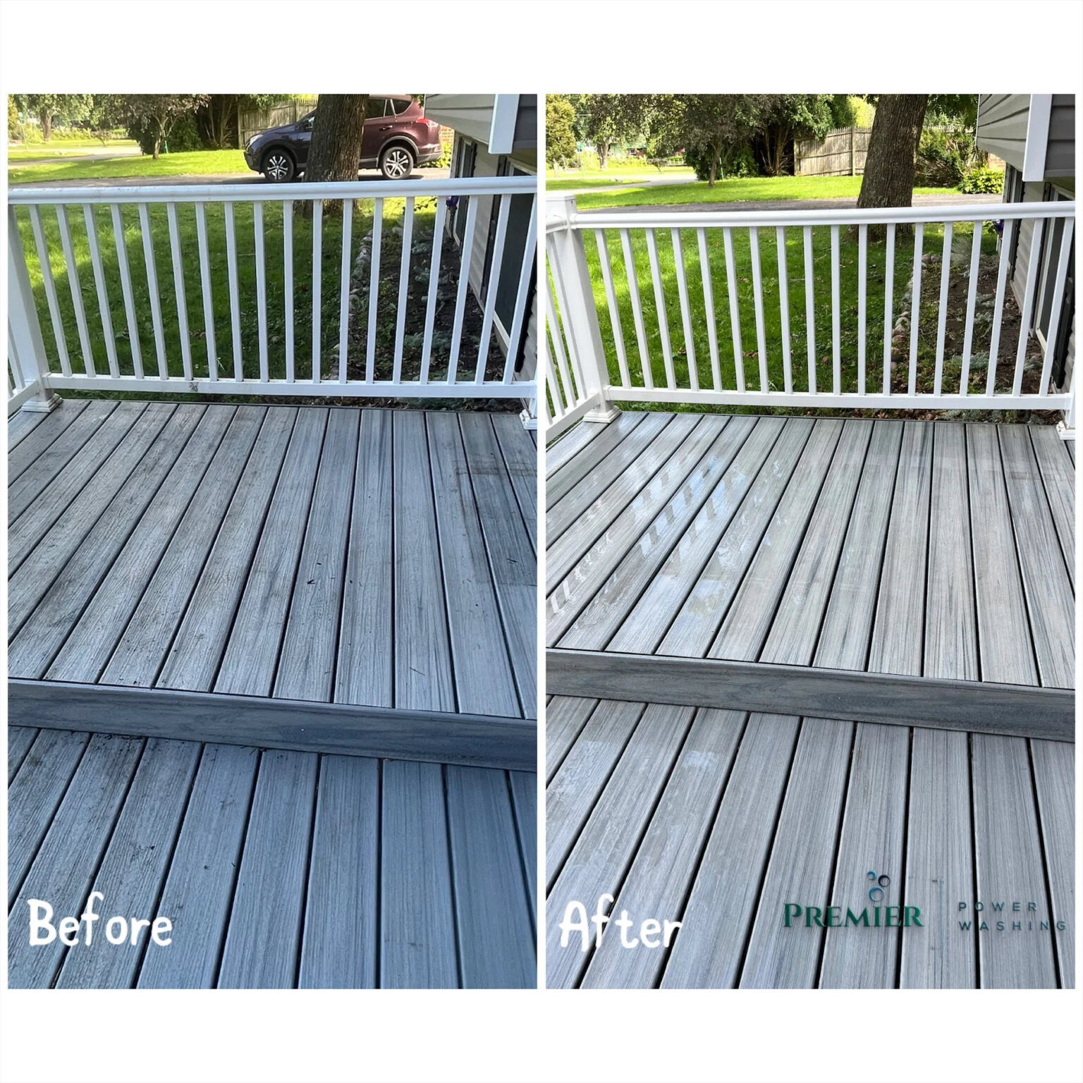 Deck wash before and after
