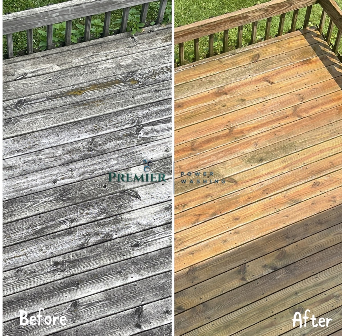 Deck restoration wash before and after