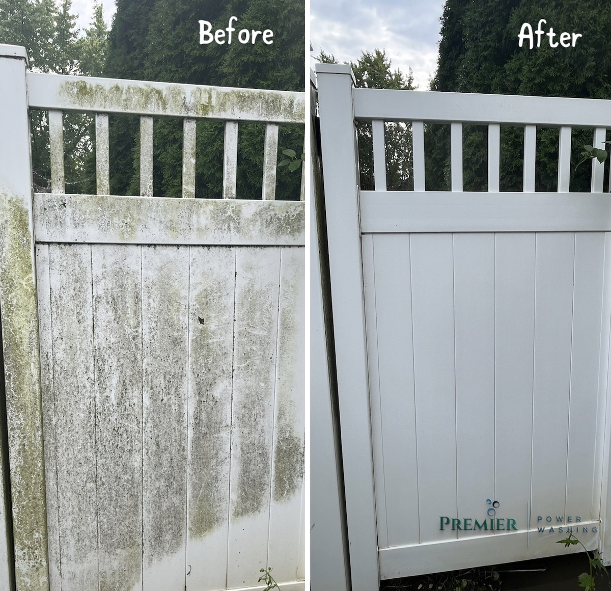 Vinyl fence algae removal before and after