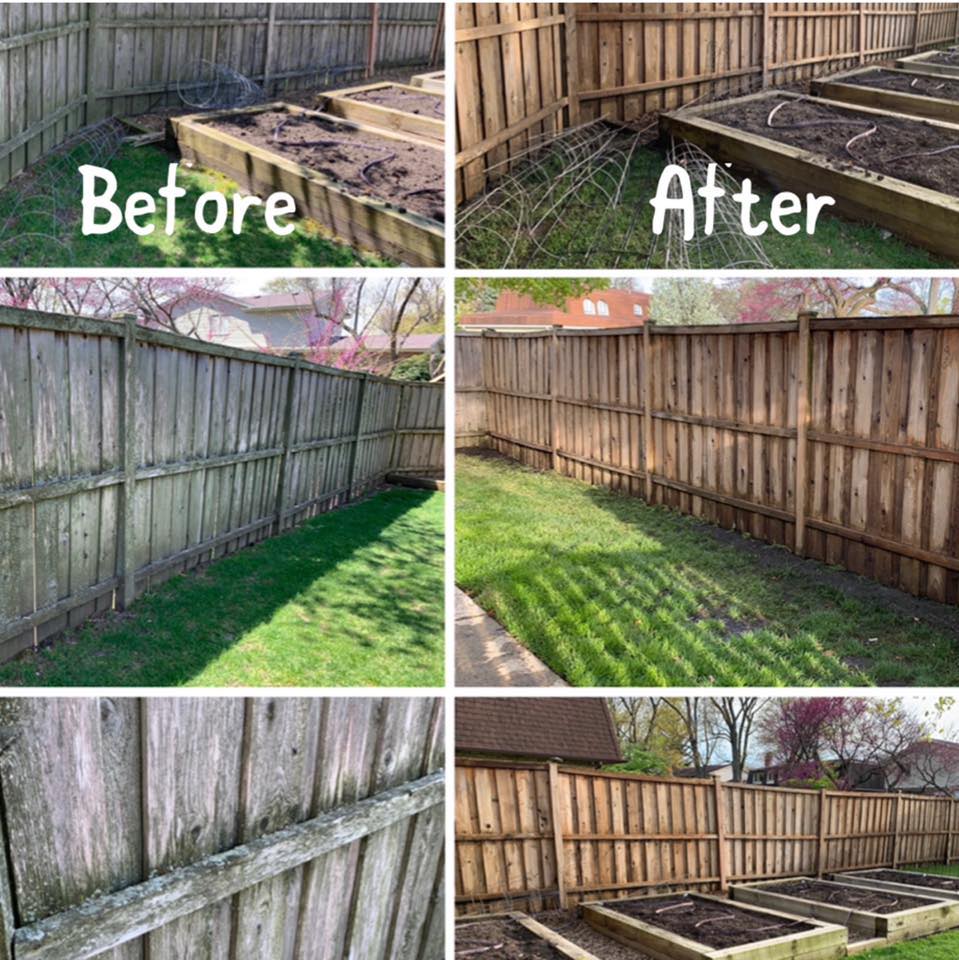 Fence wash before and after