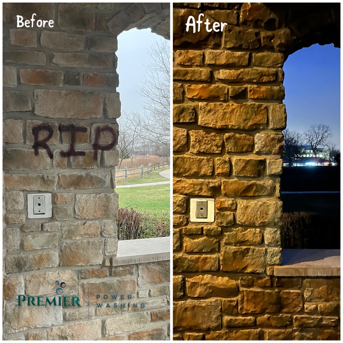 Graffiti removal before and after