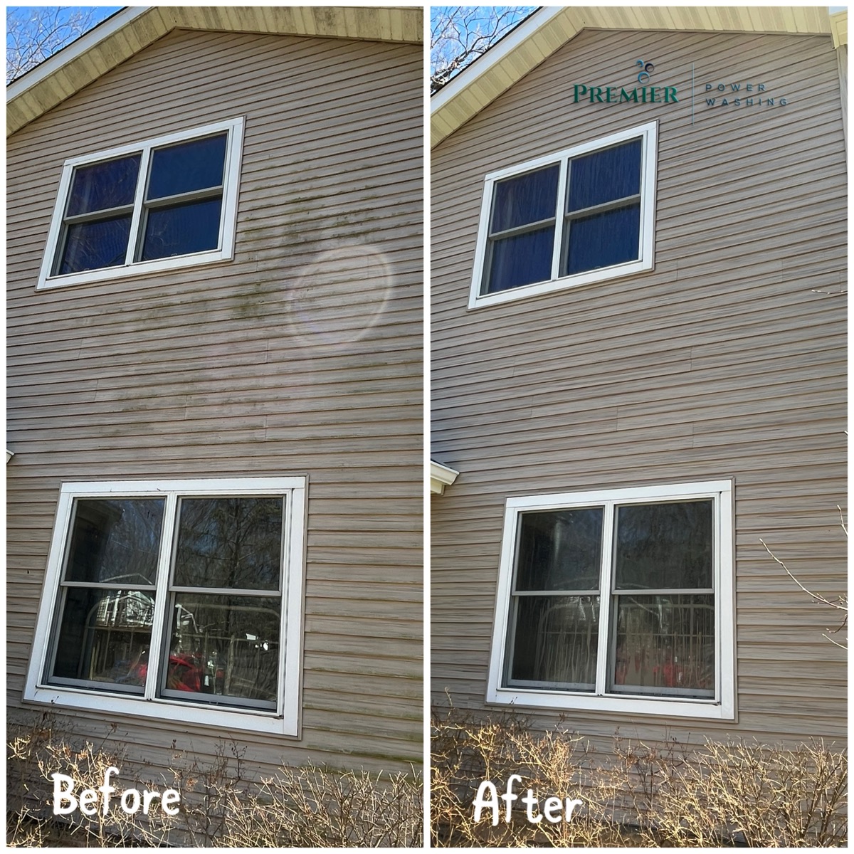 Siding power washing before and after